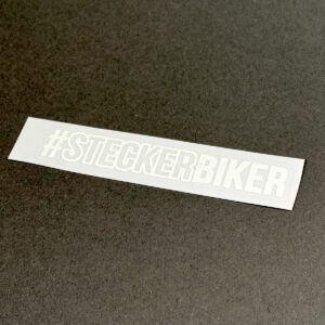 Aufkleber "SteckerBiker" 
weiß, 10 cm