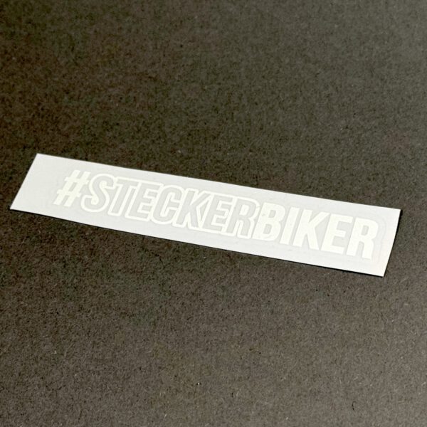Aufkleber "SteckerBiker" 
weiß, 10 cm