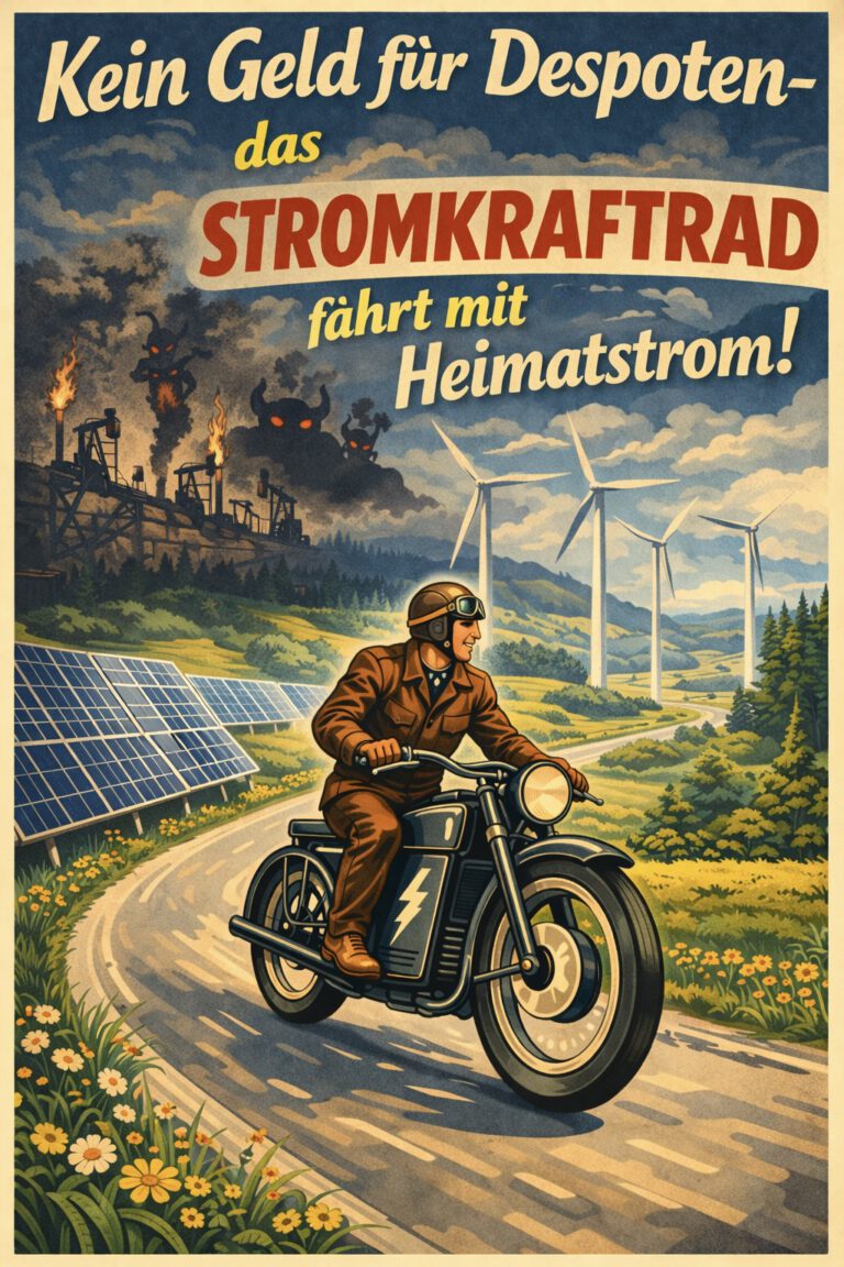 Stromkraftrad fährt mit Heimatstrom
