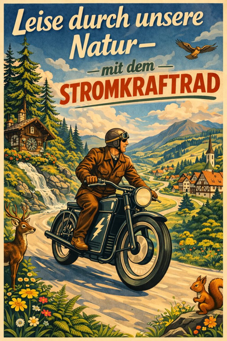 Stromkraftrad leise durch die Natur